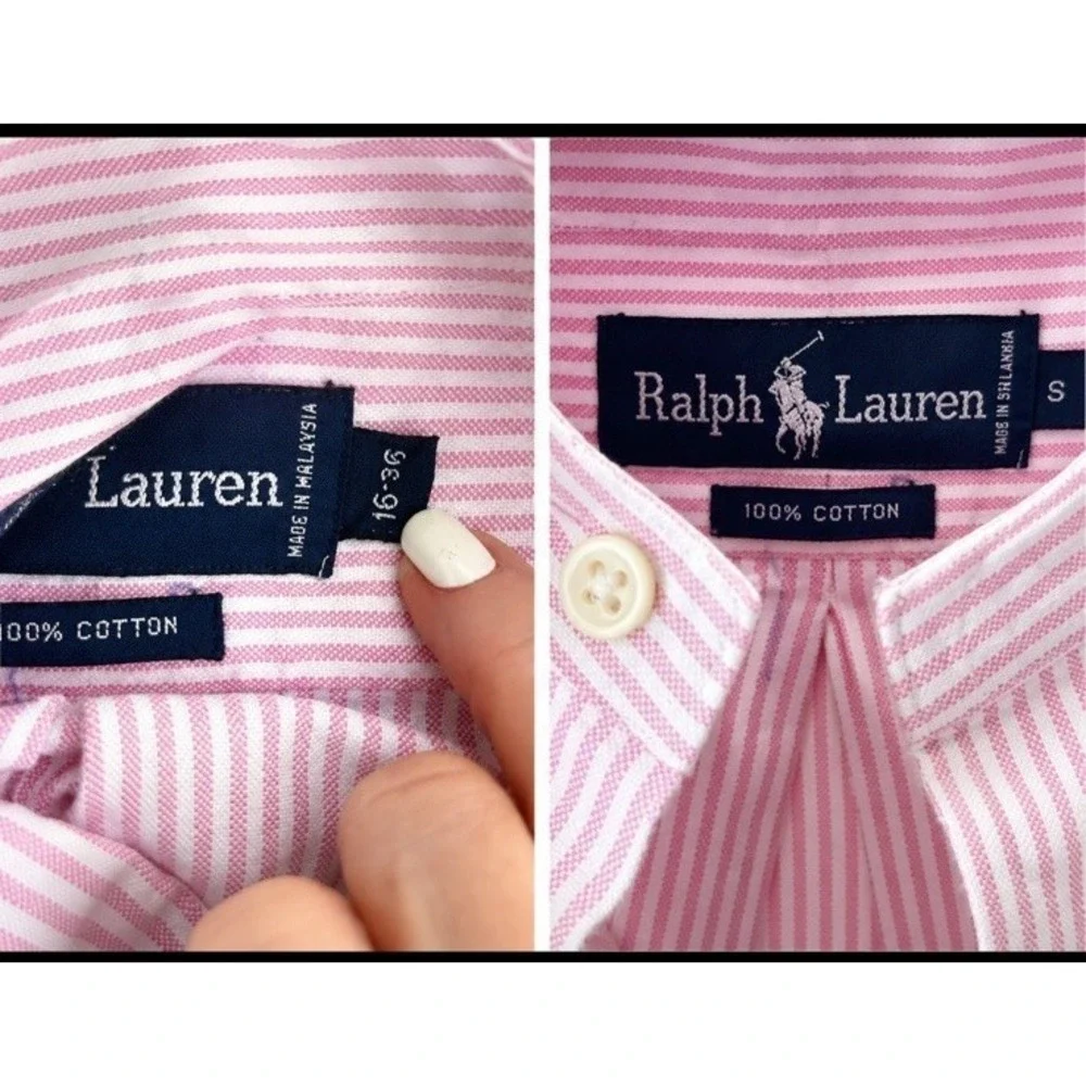 RALPH LAUREN X Large 16-34 Mens Oxford Pink Button Down Classic Fit Pony Logo